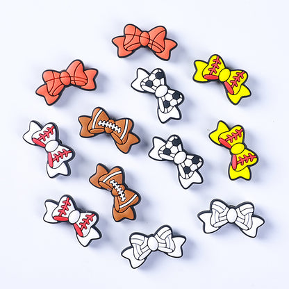 Silicone Focal Beads Sports Bow Shape with Detailed Stitching