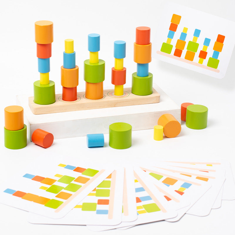 Cylinder Building Blocks Montessori Toys Wooden Educational Toy