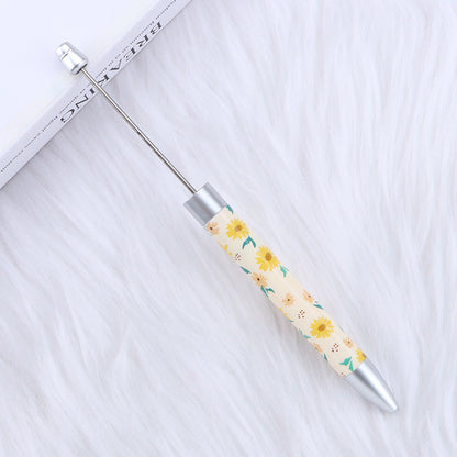 Long Printed Flag Sunflower Pattern Beadable Ballpoint Pens DIY Craft 15