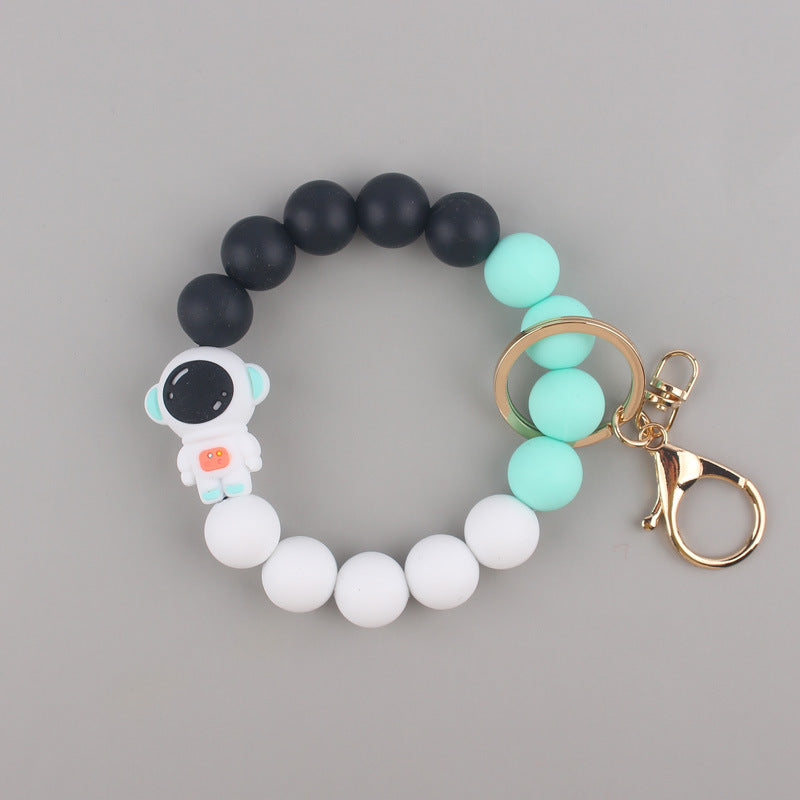 Astronaut Silicone Bead Wristlet Keychain with Key Ring 7