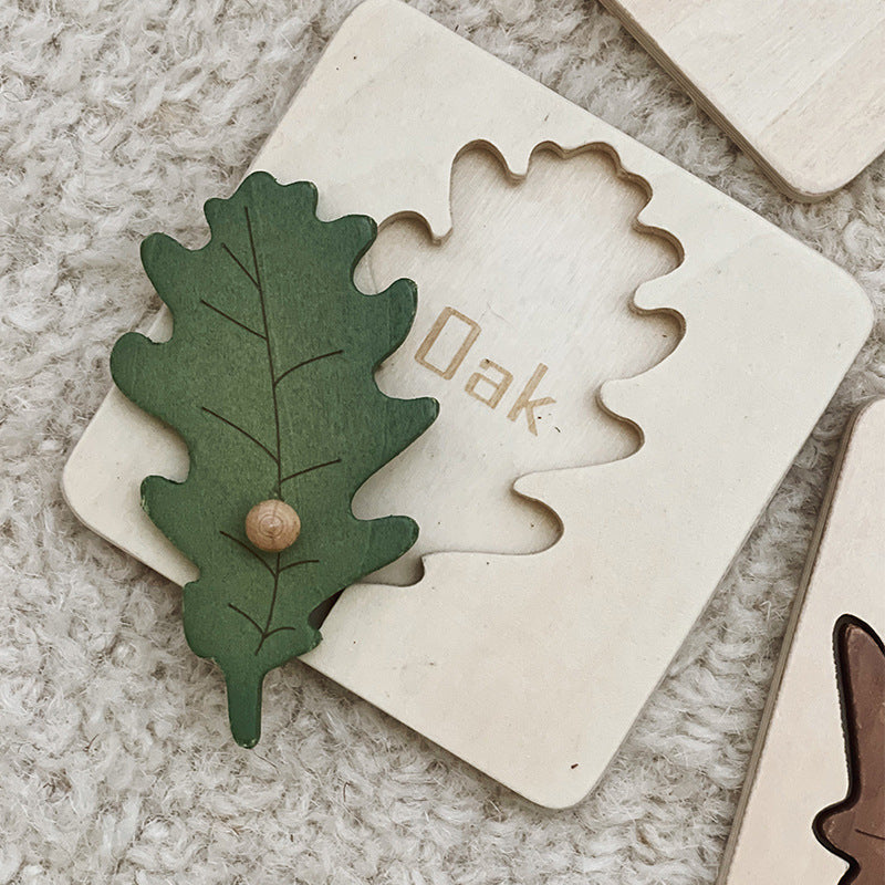 Wooden Leaf Shape Sorter Montessori Toys Educational Set of 4 4