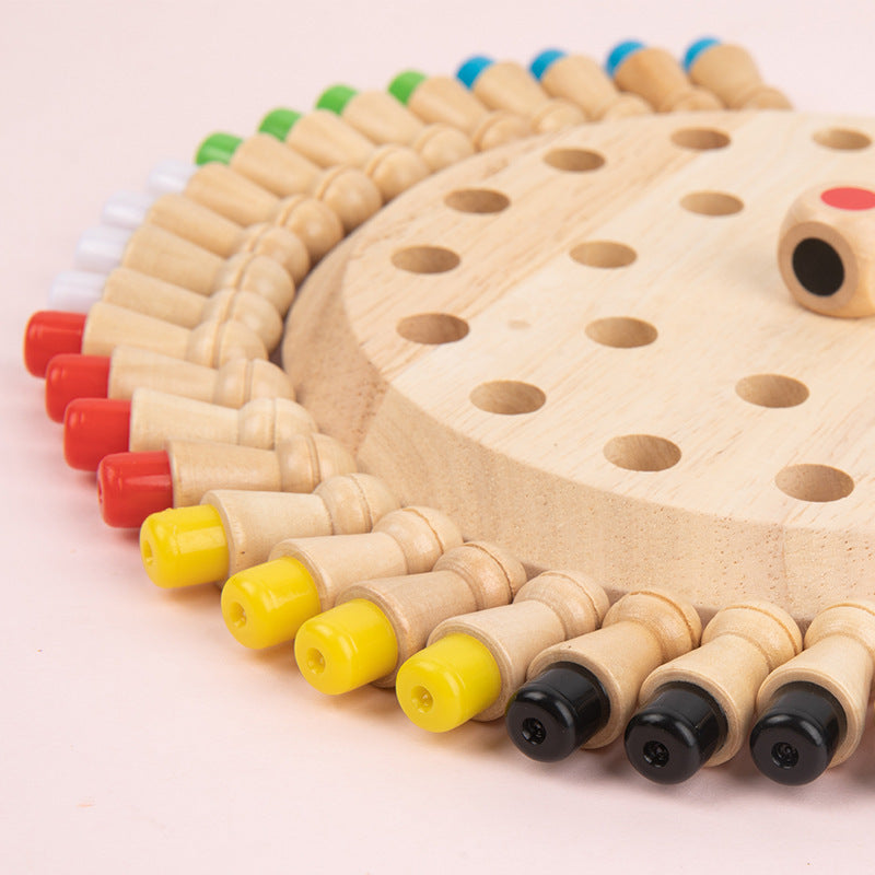 Wooden Memory Chess Educational Toy with Colored Dice 5