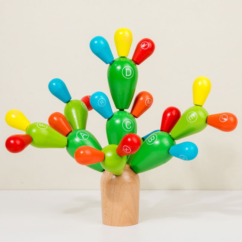 Wooden Cactus Balance Building Blocks Montessori Toys 4