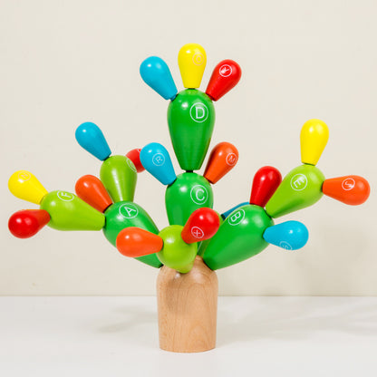 Wooden Cactus Balance Building Blocks Montessori Toys 4