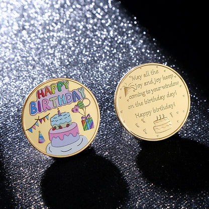 Birthday Cake Commemorative Coin Iron Collectible Gift 4cm 3