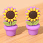 20pcs Silicone Focal Beads Flower Pot Sunflower Yellow White Flower Design 10