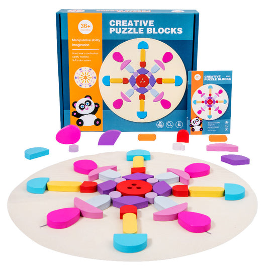Wooden Three-Dimensional Puzzle Building Blocks Montessori Toy