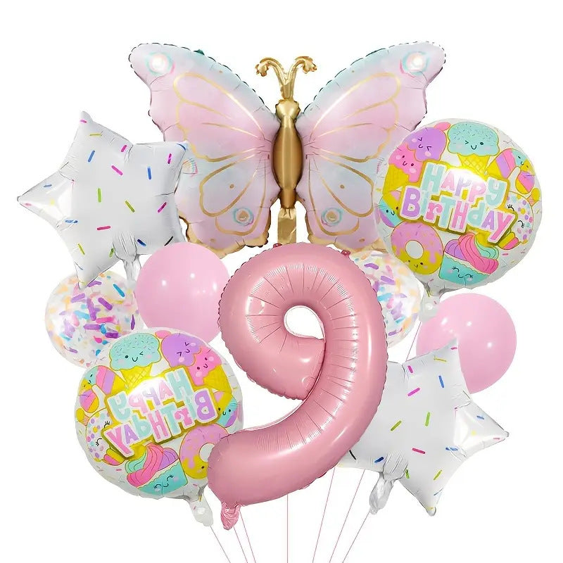 Butterfly Donut Foil Balloon Set Birthday Party Decoration 11