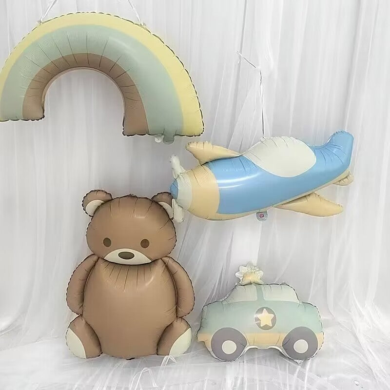 Retro Police Car and Airplane Foil Balloons Birthday Party Set 4