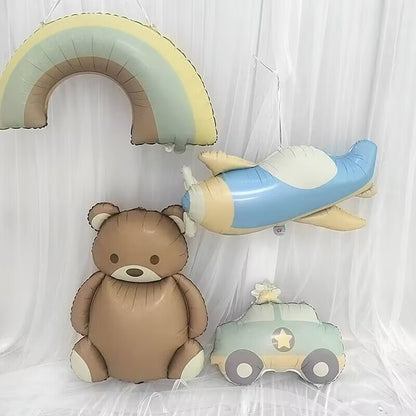 Retro Police Car and Airplane Foil Balloons Birthday Party Set 4