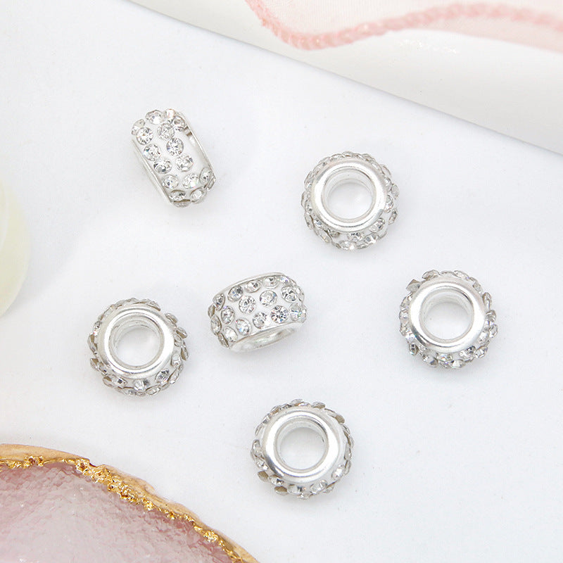 50pcs 12mm 3-Row Large Hole Rhinestone Spacer Beads DIY Jewelry Making 6