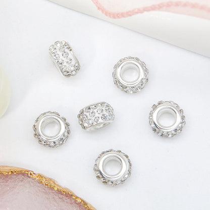50pcs 12mm 3-Row Large Hole Rhinestone Spacer Beads DIY Jewelry Making 6