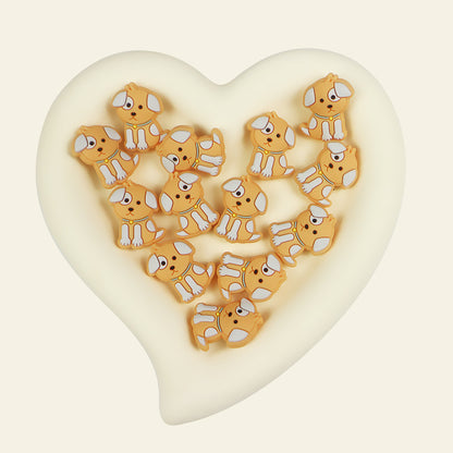 Silicone Focal Beads Cartoon Cute Puppy Sitting Pose 3
