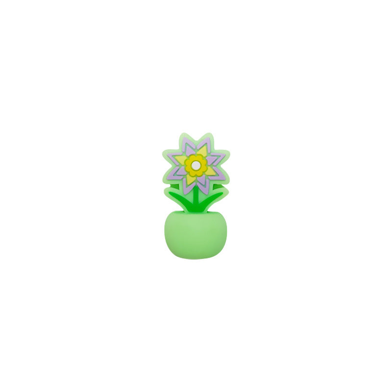 20Pcs Silicone 3D Focal Beads Colorful Potted Plant Flower Design 10