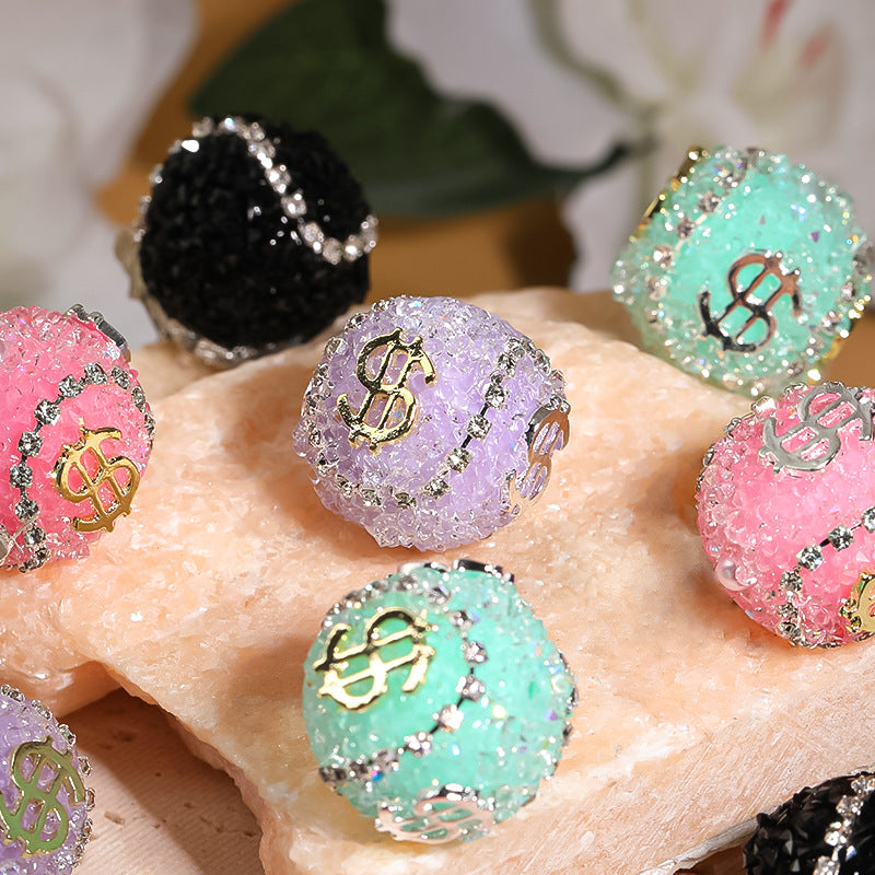 5pcs 19mm Dollar Bill Rhinestone Beads DIY Jewelry Making 2