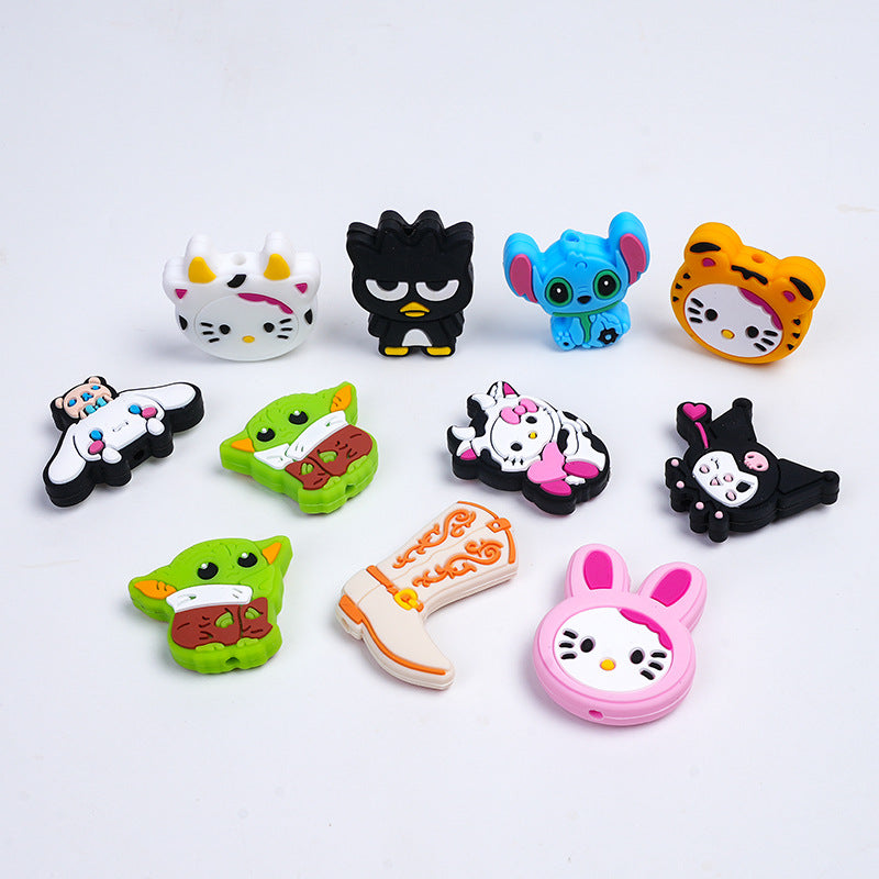 20pcs Silicone Focal Beads Round Ear Mouse Character Accessories Bulk 3