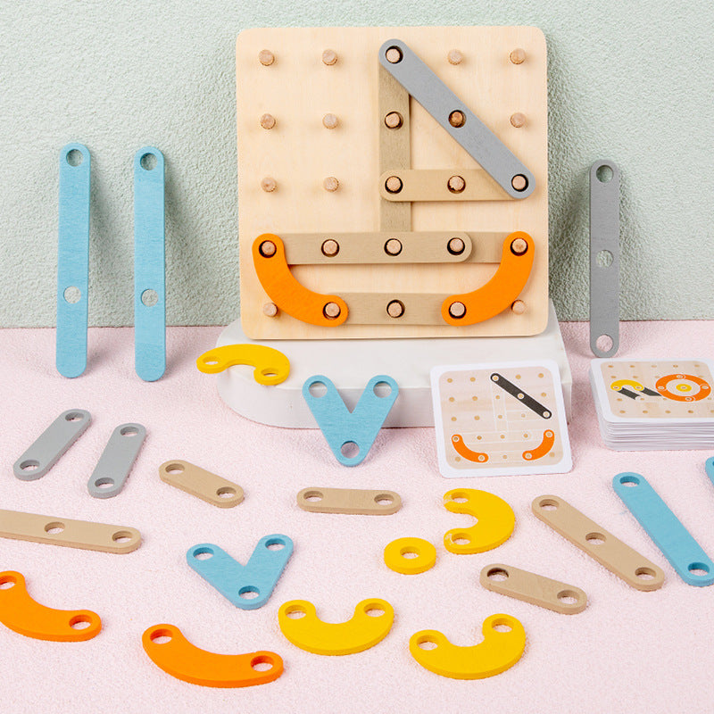 Wooden Nail Panel Montessori Toys Educational Fine Motor Skills 4