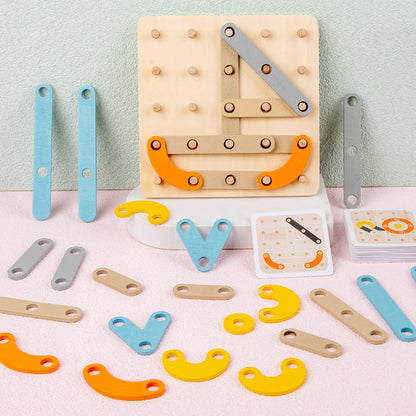 Wooden Nail Panel Montessori Toys Educational Fine Motor Skills 4