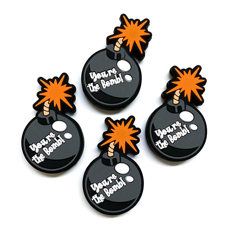 20Pcs Silicone Focal Beads Simulated Bomb With Fuse Detail 2