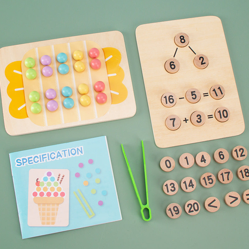 Wooden Montessori Toys Color Matching Clip Beads for Toddlers 4
