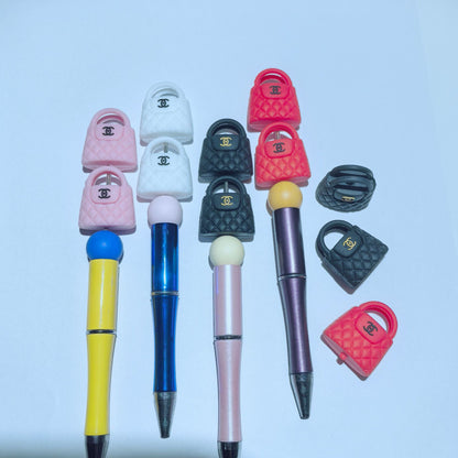 20pcs Silicone 3D Focal Beads Quilted Handbag Logo Detail 2