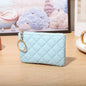 Plaid PU Leather Keychain Wallet Compact Zipper Design 9