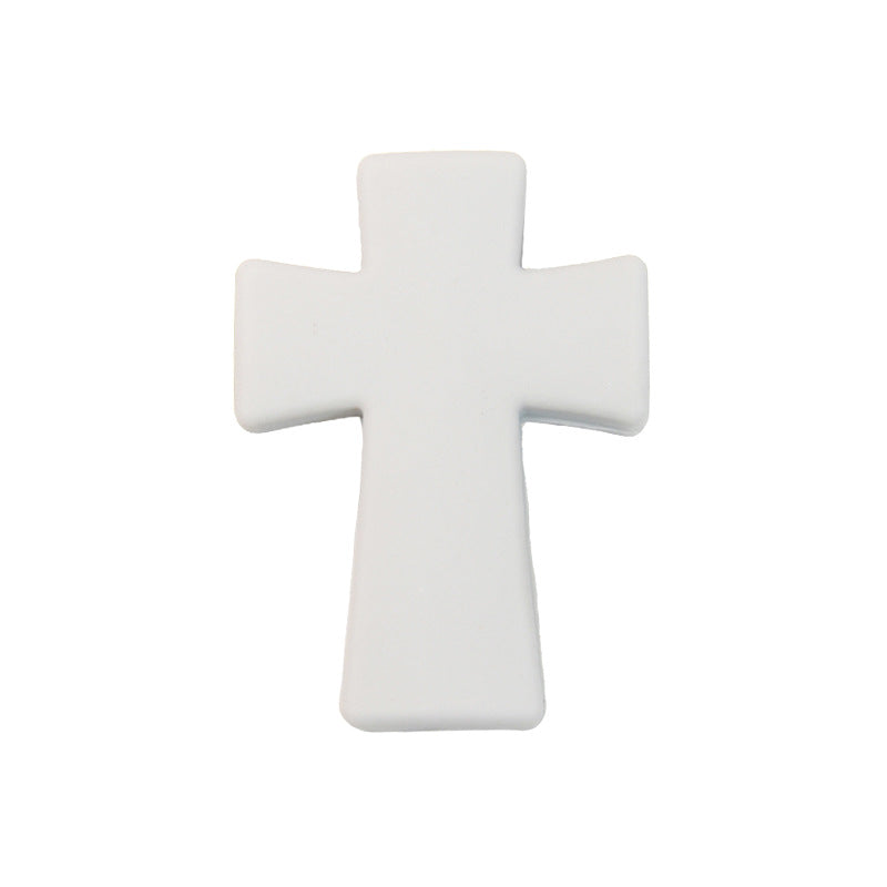 20pcs Silicone Focal Beads Printed Cross With Varied Color Patterns 27