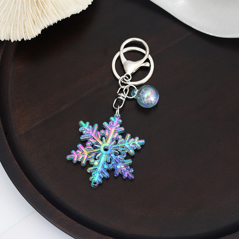 Creative Snowflake Acrylic Keychain Iridescent Charm 6