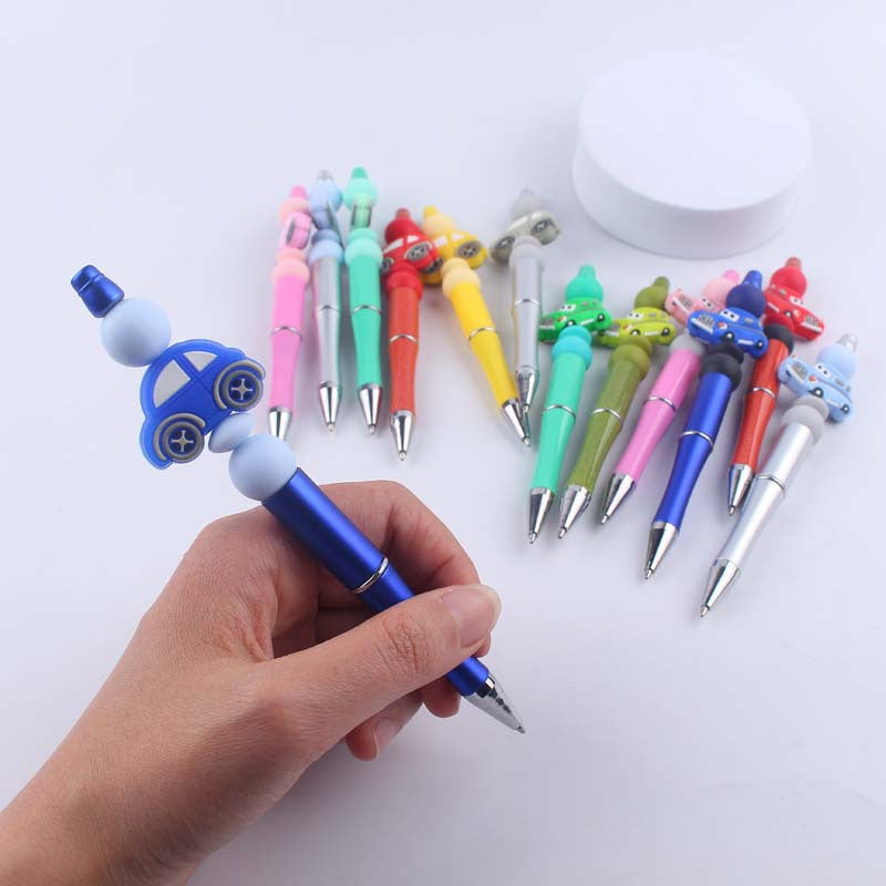 Cartoon Car Silicone Beaded Pens Handmade Office School Supplies Gift 3
