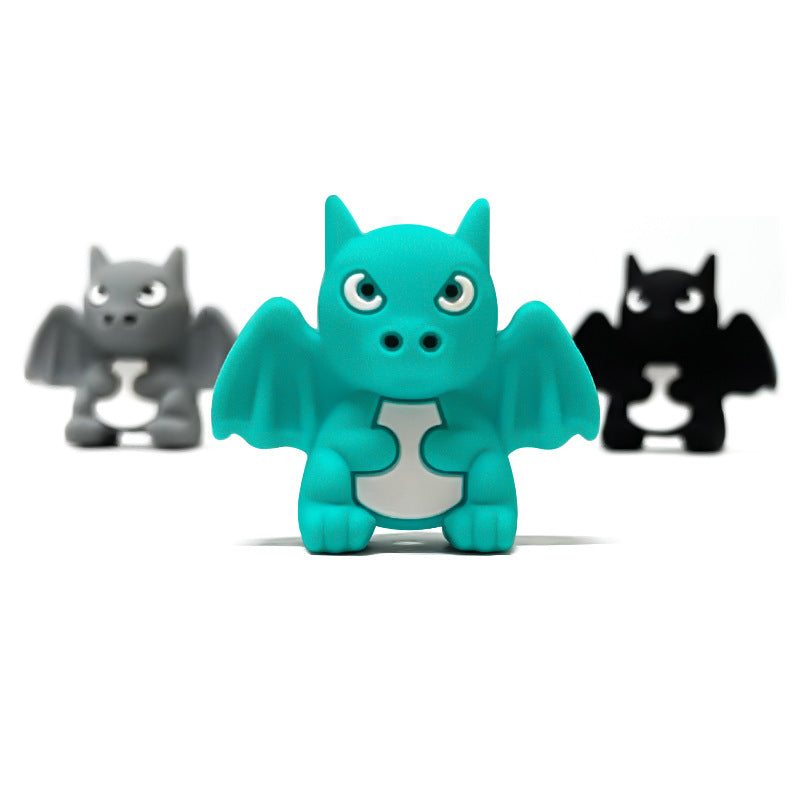 20Pcs Silicone 3D Focal Beads Small Dragon Animal Front Facing 5