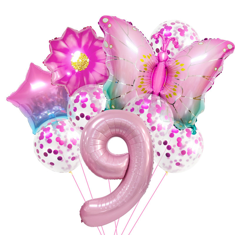 Pink Butterfly Foil Balloon Set Holiday Decoration 32 Inch 11