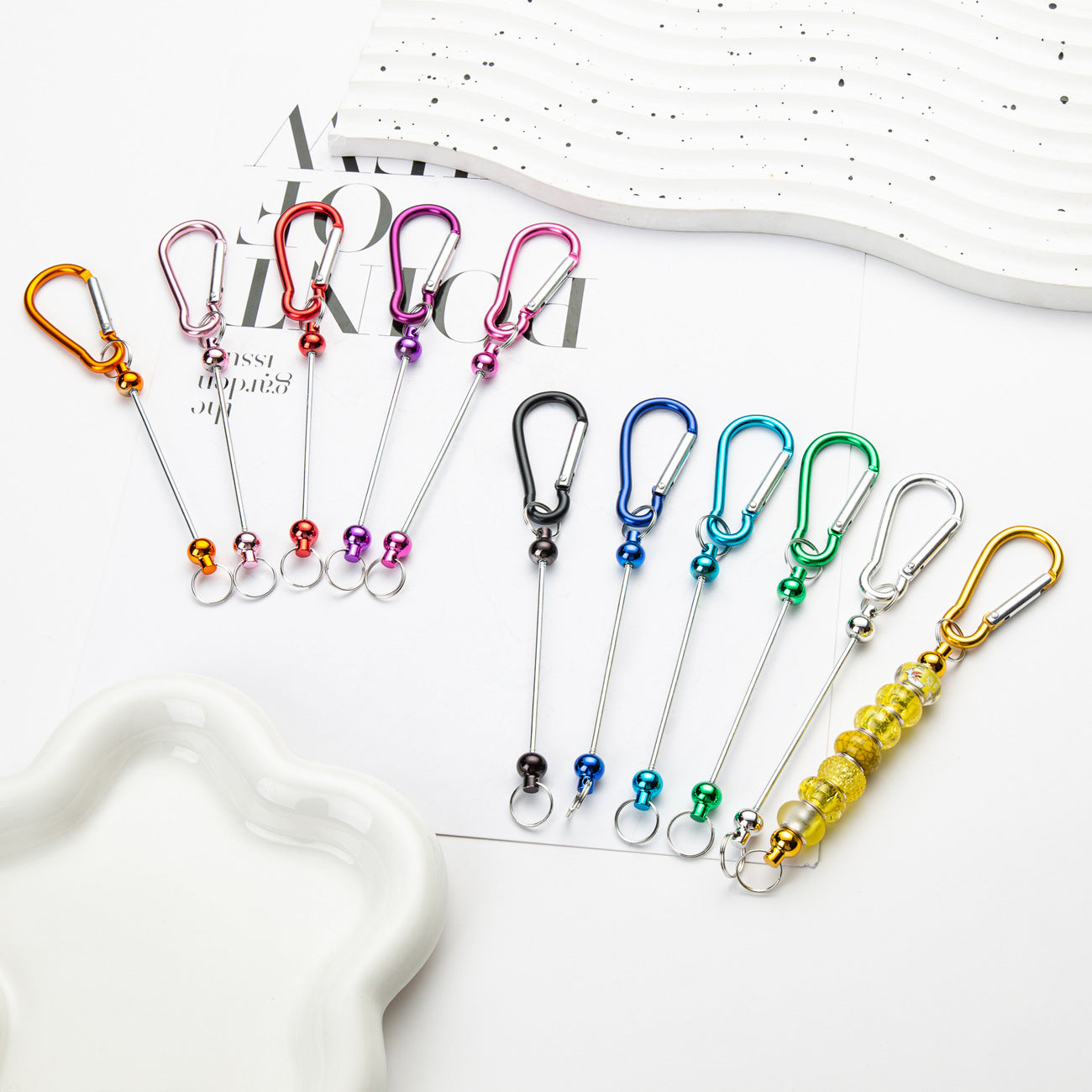 Beadable Carabiner Keychain Metal DIY Craft Supplies 5.4g