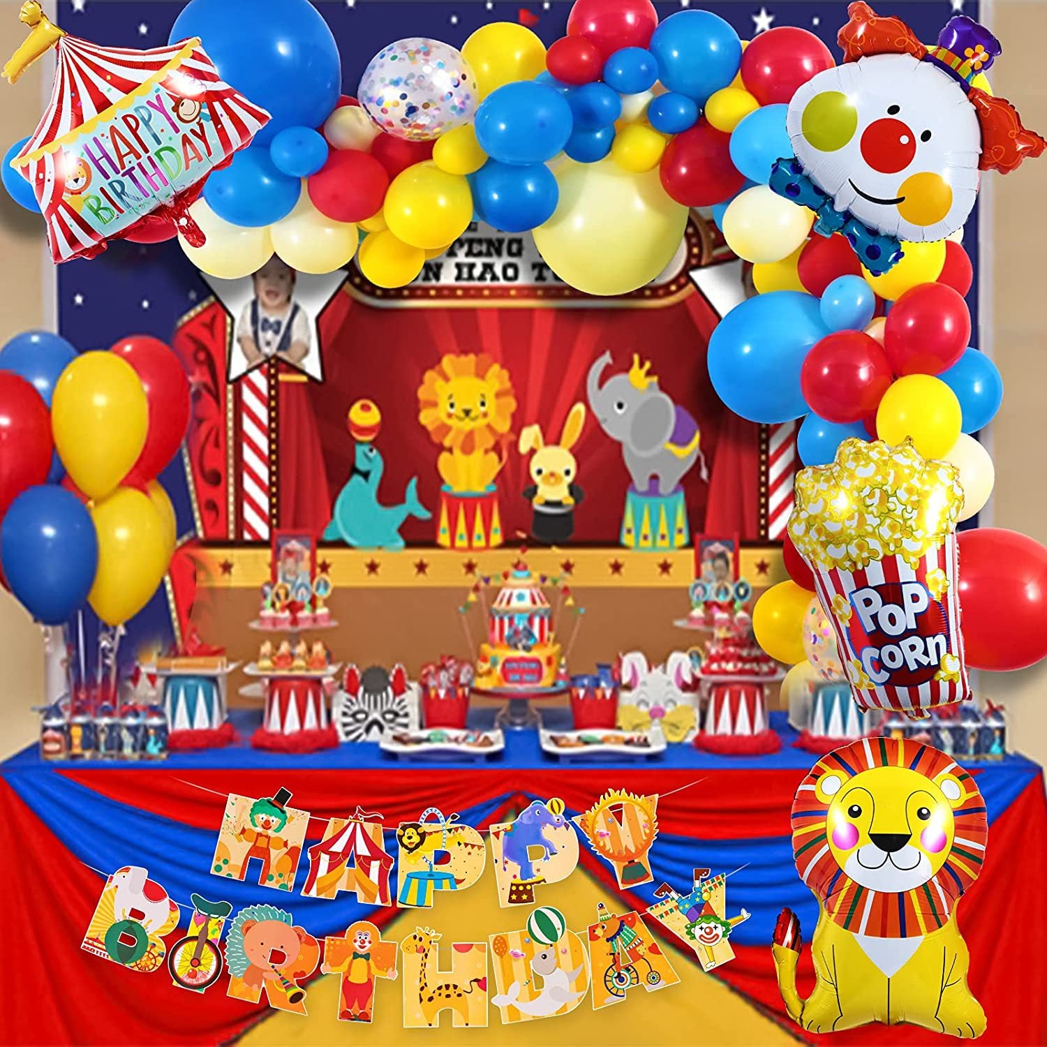 Circus Theme Foil Balloon Set Children Birthday Party Decoration