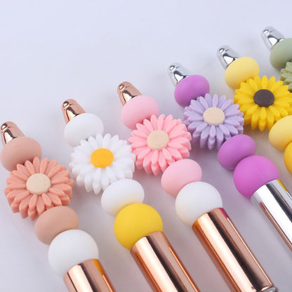 Daisy Flower Silicone Beaded Pens Colorful Handmade Gift 4