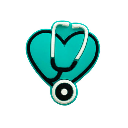 20pcs Silicone Focal Beads Stethoscope Heart Shape with Tube Detail 7