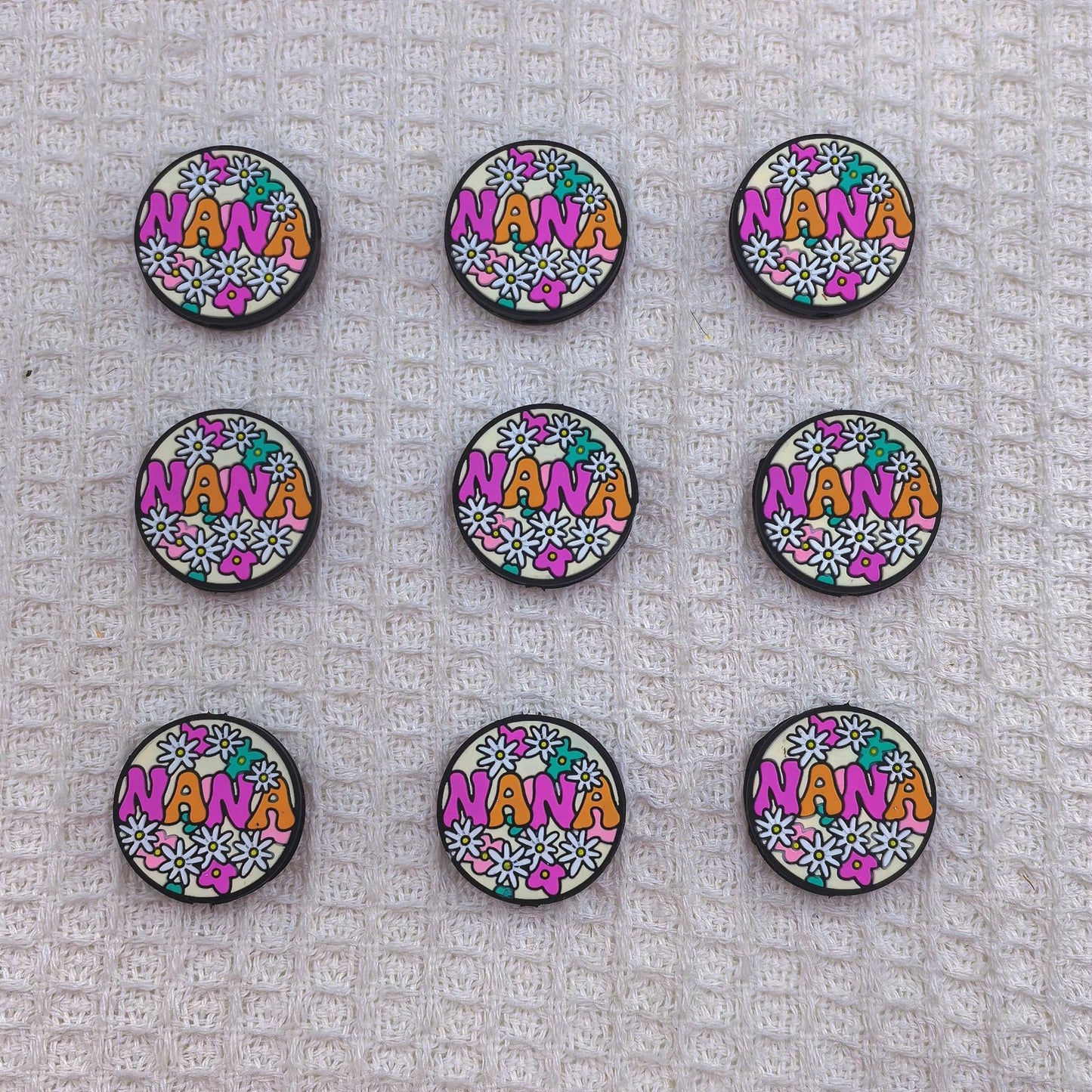 20Pcs Silicone Focal Beads Round Flower Nanan Design 5