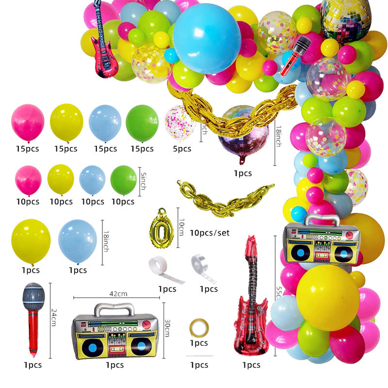 Electric Guitar and Disco Foil Balloon Set Party Decoration 6