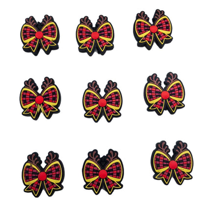 20Pcs Silicone Focal Beads Christmas Deer Bow Design 5