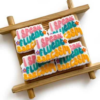 20Pcs Silicone Focal Beads I Speak Fluent Sarcasm With Printed Text 4