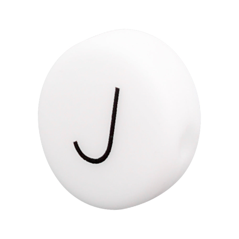 20pcs 12mm Silicone Letter Beads Alphabet Flat Round Single Letter 14