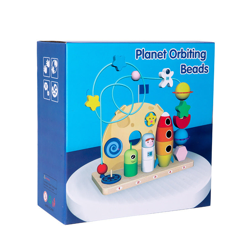Space Theme Wooden Bead Maze Educational Toy for Kids 5