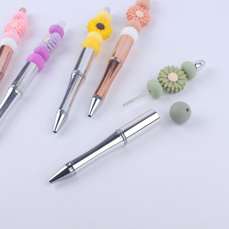 Daisy Flower Silicone Beaded Pens Colorful Handmade Gift 3