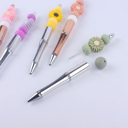 Daisy Flower Silicone Beaded Pens Colorful Handmade Gift 3
