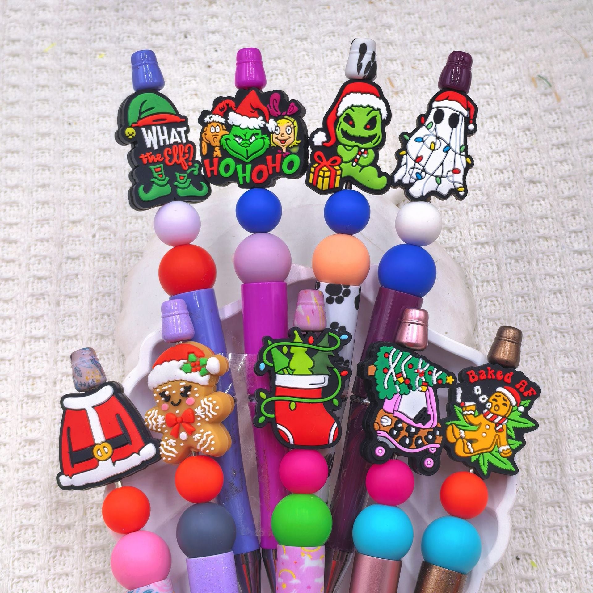 20Pcs Silicone Focal Beads Christmas Series Assorted Holiday Designs 3