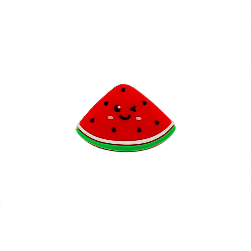 20pcs Silicone Focal Beads Cartoon Watermelon Slice with Smiling Face 4