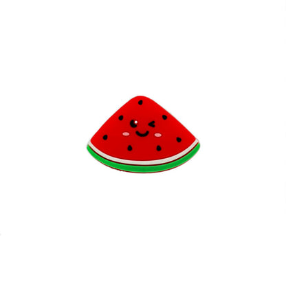 20pcs Silicone Focal Beads Cartoon Watermelon Slice with Smiling Face 4