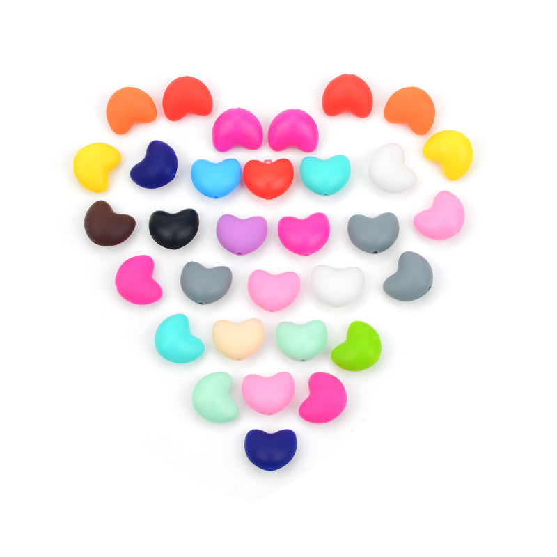 20pcs Silicone Focal Beads Heart Shaped Smooth Surface