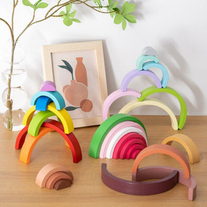 Wooden Rainbow Building Blocks Educational Toy for Kids 7