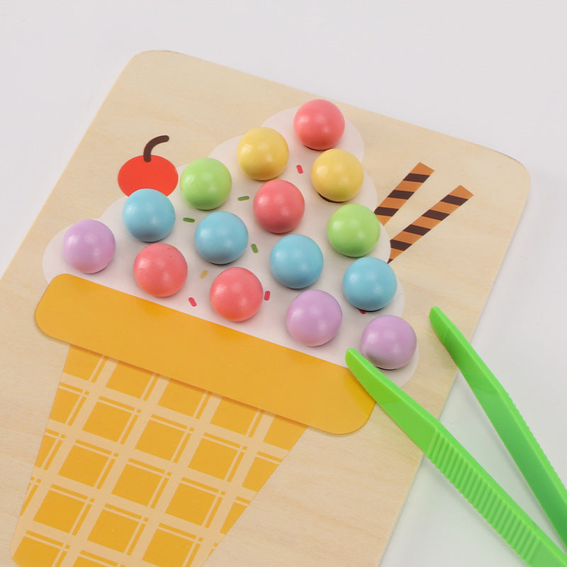 Wooden Montessori Toys Color Matching Clip Beads for Toddlers 3