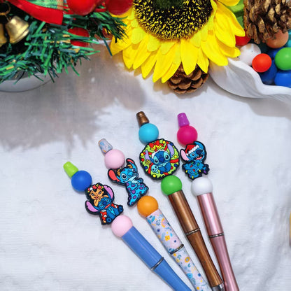 20Pcs Silicone Focal Beads Christmas Blue Alien Character Large Ears Holiday Theme 4